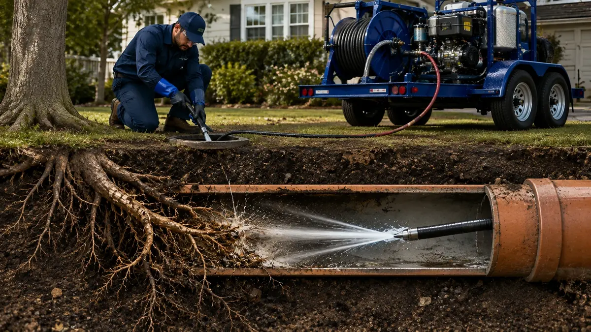 Tree Root Removal with Hydro Jetting in Canyon